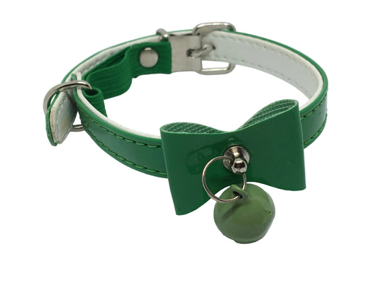 Cat Collar with Bow and Bell with Safety - Green
