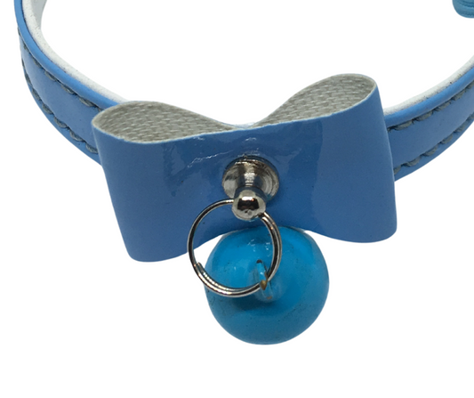 Cat Collar with Bow and Bell with Safety - Blue