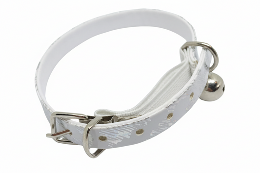 Holographic Cat Collar with Safety - White