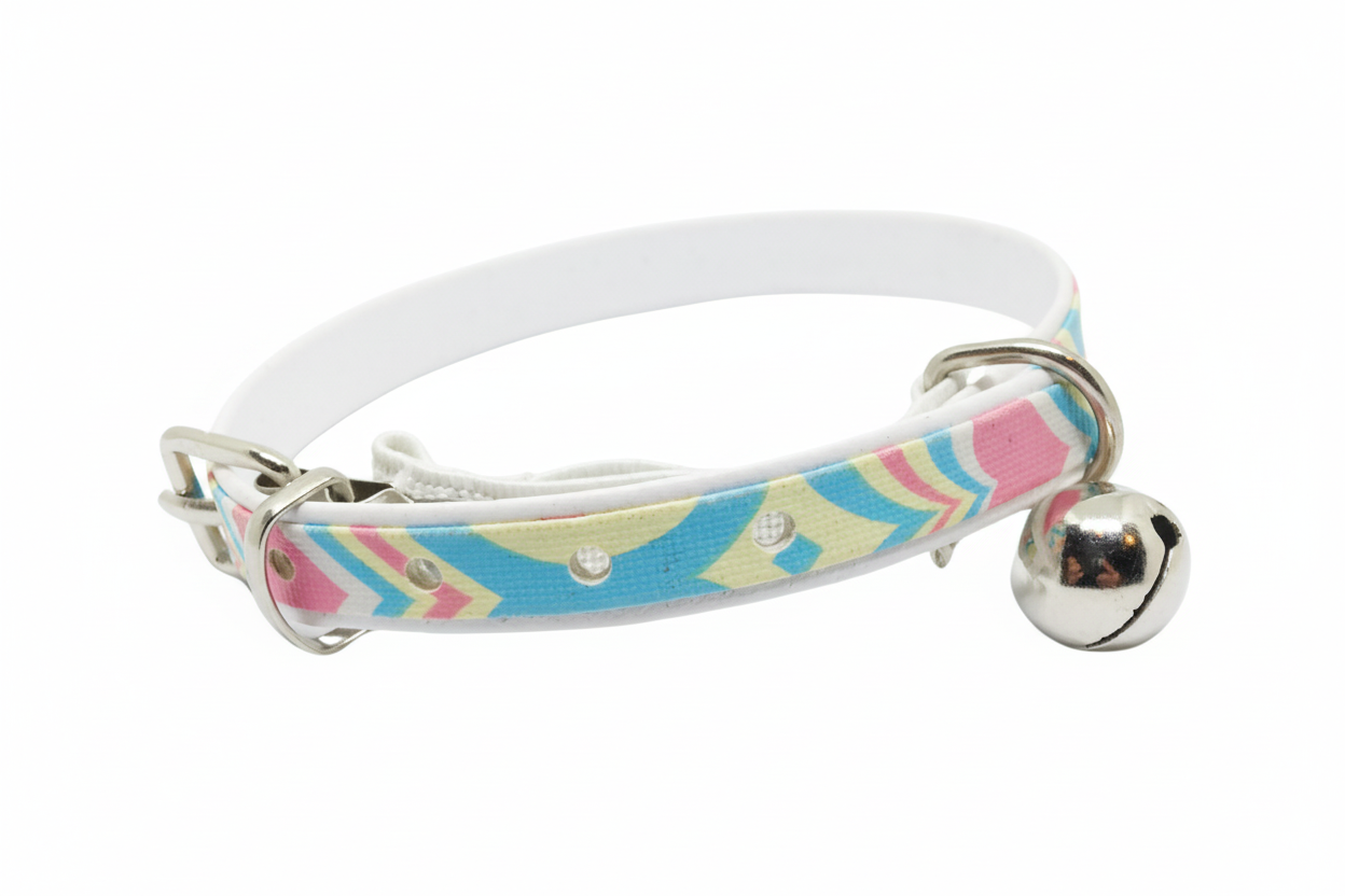 Psychadalic Cat Collar with Safety - Blue & Pink