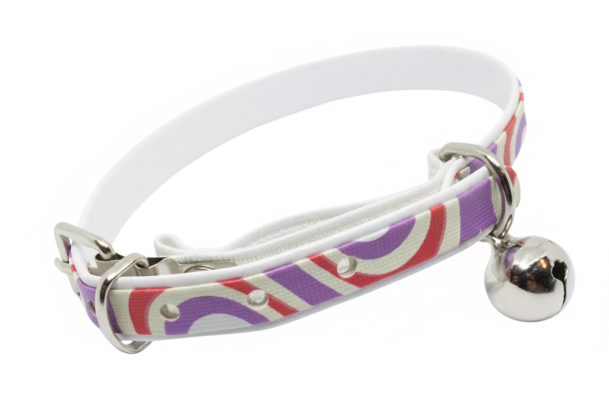 Psychadalic Cat Collar with Safety - Purple & Red