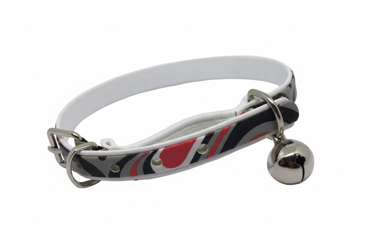 Psychadalic Cat Collar with Safety - Black & Red