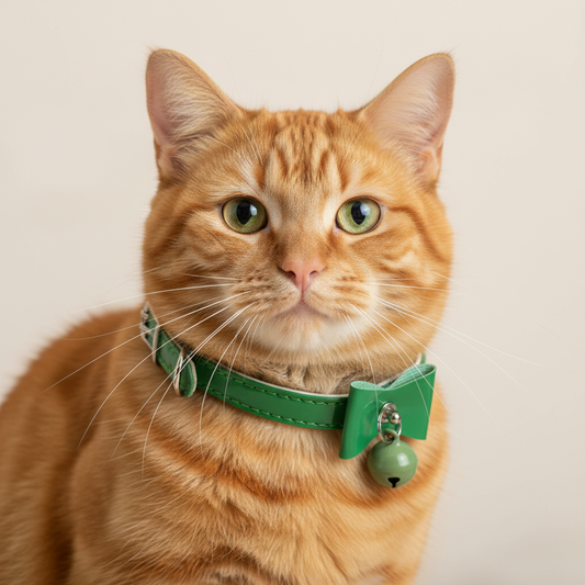 Cat Collar with Bow and Bell with Safety - Green
