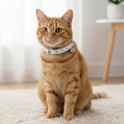 Holographic Cat Collar with Safety - White