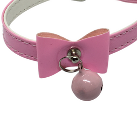 Cat Collar with Bow and Bell with Safety - Pink