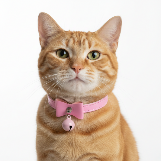 Cat Collar with Bow and Bell with Safety - Pink