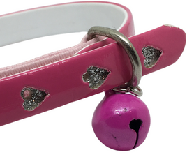 Pink Glittery Heart Cat Collar with Safety