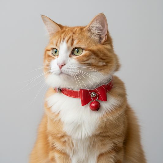 Cat Collar with Bow and Bell with Safety - Red