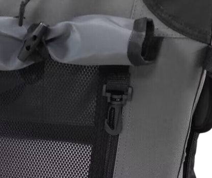 Close-up of the heavy-duty zipper on the Ruff N Tuff canvas dog crate