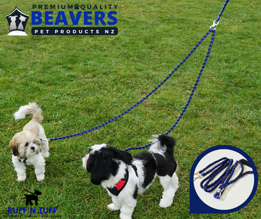 Ruff & Tuff Ski Handle Braided Dog Lead - Double