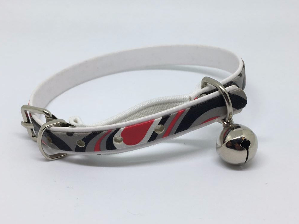 Psychadalic Cat Collar with Safety - Black & Red