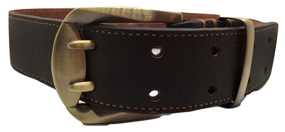 Double Hook Leather and Brass Large Dog Collar
