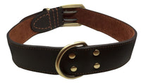 Double Hook Leather and Brass Large Dog Collar